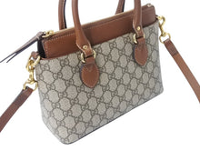 画像をギャラリービューアに読み込む, GUCCI グッチ 2WAYバッグ ハンドバッグ ショルダーバッグ GGスプリームキャンバス レザー ブラウン ベージュ 美品 中古 4b003455
