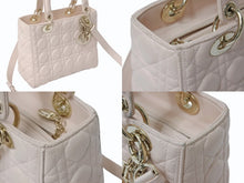 Load image into Gallery viewer, Christian Dior クリスチャンディオール LADY DIOR レディディオール ミディアムバッグ ラムスキン カナージュ 2WAY 美品 中古 4b003456
