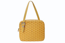 Load image into Gallery viewer, GOYARD ゴヤール ヨナ MM ハンドバッグ ヘリンボーン柄 イエロー ゴヤールディンキャンバス レザー シルバー金具 美品 中古 4b003457