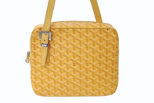 Load image into Gallery viewer, GOYARD ゴヤール ヨナ MM ハンドバッグ ヘリンボーン柄 イエロー ゴヤールディンキャンバス レザー シルバー金具 美品 中古 4b003457