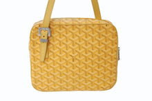 Load image into Gallery viewer, GOYARD ゴヤール ヨナ MM ハンドバッグ ヘリンボーン柄 イエロー ゴヤールディンキャンバス レザー シルバー金具 美品 中古 4b003457