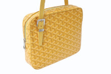Load image into Gallery viewer, GOYARD ゴヤール ヨナ MM ハンドバッグ ヘリンボーン柄 イエロー ゴヤールディンキャンバス レザー シルバー金具 美品 中古 4b003457
