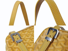 Load image into Gallery viewer, GOYARD ゴヤール ヨナ MM ハンドバッグ ヘリンボーン柄 イエロー ゴヤールディンキャンバス レザー シルバー金具 美品 中古 4b003457
