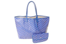 画像をギャラリービューアに読み込む, 新品未使用 GOYARD ゴヤール サンルイPM トートバッグ STLOUIPMLTY10CL10P PVC レザー ヘリンボーン ブルー 中古 4b003458