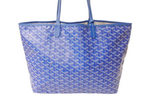 画像をギャラリービューアに読み込む, 新品未使用 GOYARD ゴヤール サンルイPM トートバッグ STLOUIPMLTY10CL10P PVC レザー ヘリンボーン ブルー 中古 4b003458