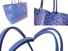 画像をギャラリービューアに読み込む, 新品未使用 GOYARD ゴヤール サンルイPM トートバッグ STLOUIPMLTY10CL10P PVC レザー ヘリンボーン ブルー 中古 4b003458