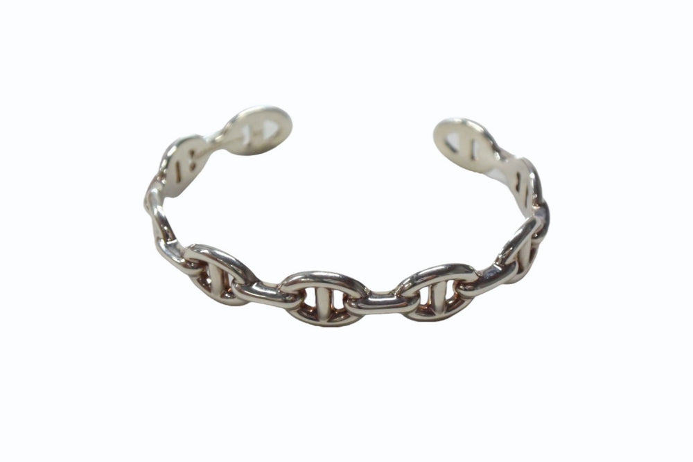 極美品 HERMES エルメス シェーヌダンクル アンシェネ バングル 重量約17.9g サイズST Ag925刻印 9コマ シルバー925 中古 4b003459