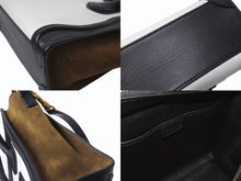 画像をギャラリービューアに読み込む, CELINE セリーヌ ハンドバッグ ショルダーバッグ 2way ラゲージナノショッパー カーフ ブラック ホワイト カーキ 美品 中古 4b003461