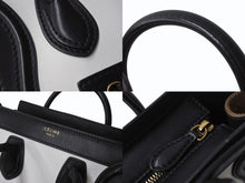 画像をギャラリービューアに読み込む, CELINE セリーヌ ハンドバッグ ショルダーバッグ 2way ラゲージナノショッパー カーフ ブラック ホワイト カーキ 美品 中古 4b003461