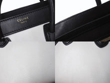 画像をギャラリービューアに読み込む, CELINE セリーヌ ハンドバッグ ショルダーバッグ 2way ラゲージナノショッパー カーフ ブラック ホワイト カーキ 美品 中古 4b003461