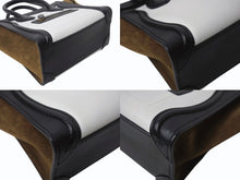 画像をギャラリービューアに読み込む, CELINE セリーヌ ハンドバッグ ショルダーバッグ 2way ラゲージナノショッパー カーフ ブラック ホワイト カーキ 美品 中古 4b003461