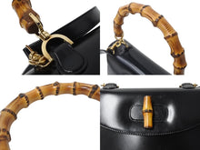 画像をギャラリービューアに読み込む, GUCCI グッチ バンブー 2WAY ハンドバッグ 000 2684 0633 レザー ブラック ゴールド金具 ウッド ショルダー 鞄 美品 中古 4b003464