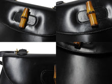 画像をギャラリービューアに読み込む, GUCCI グッチ バンブー 2WAY ハンドバッグ 000 2684 0633 レザー ブラック ゴールド金具 ウッド ショルダー 鞄 美品 中古 4b003464