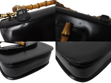 画像をギャラリービューアに読み込む, GUCCI グッチ バンブー 2WAY ハンドバッグ 000 2684 0633 レザー ブラック ゴールド金具 ウッド ショルダー 鞄 美品 中古 4b003464