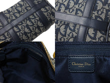 Load image into Gallery viewer, Christian Dior クリスチャンディオール ハンドバッグ ミニボストンバッグ キャンバス レザー トロッター柄 ネイビー ゴールド金具 美品 中古 4b003487