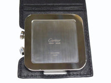 画像をギャラリービューアに読み込む, CARTIER カルティエ サントス トラベルクロック 置き時計 スイス製 レザー ステンレス W0100151 ホワイト 美品 中古 4b003500