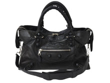 画像をギャラリービューアに読み込む, BALENCIAGA バレンシアガ ジャイアント ブローズ シティ 2WAY ハンドバッグ ブラック レザー 258044 ショルダー シルバー金具 良品 中古 4b003511