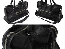 画像をギャラリービューアに読み込む, BALENCIAGA バレンシアガ ジャイアント ブローズ シティ 2WAY ハンドバッグ ブラック レザー 258044 ショルダー シルバー金具 良品 中古 4b003511