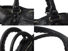 画像をギャラリービューアに読み込む, BALENCIAGA バレンシアガ ジャイアント ブローズ シティ 2WAY ハンドバッグ ブラック レザー 258044 ショルダー シルバー金具 良品 中古 4b003511