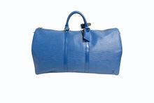 画像をギャラリービューアに読み込む, LOUIS VUITTON ルイヴィトン エピ キーポル55 ボストンバッグ レザー ブルー M42955 ロゴ 旅行バッグ 青 鞄 美品 中古 4b003521