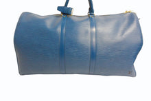 画像をギャラリービューアに読み込む, LOUIS VUITTON ルイヴィトン エピ キーポル55 ボストンバッグ レザー ブルー M42955 ロゴ 旅行バッグ 青 鞄 美品 中古 4b003521