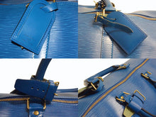 画像をギャラリービューアに読み込む, LOUIS VUITTON ルイヴィトン エピ キーポル55 ボストンバッグ レザー ブルー M42955 ロゴ 旅行バッグ 青 鞄 美品 中古 4b003521