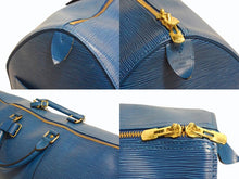 画像をギャラリービューアに読み込む, LOUIS VUITTON ルイヴィトン エピ キーポル55 ボストンバッグ レザー ブルー M42955 ロゴ 旅行バッグ 青 鞄 美品 中古 4b003521
