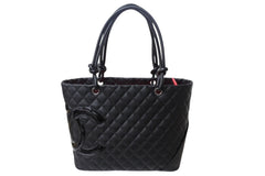 Very Good Condition CHANEL Cambon Line Large Tote Bag 15th Series A25169 Coco Mark Calfskin Patent Leather Black Used 4b003534