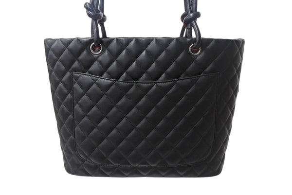 Very Good Condition CHANEL Cambon Line Large Tote Bag 15th Series A25169 Coco Mark Calfskin Patent Leather Black Used 4b003534