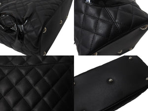 Very Good Condition CHANEL Cambon Line Large Tote Bag 15th Series A25169 Coco Mark Calfskin Patent Leather Black Used 4b003534