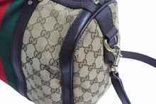 画像をギャラリービューアに読み込む, GUCCI グッチ ボストンバッグ ハンドバッグ シェリーライン 247205 GGキャンバス ベージュ ゴールド金具 美品 中古 4b003540