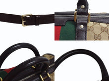 画像をギャラリービューアに読み込む, GUCCI グッチ ボストンバッグ ハンドバッグ シェリーライン 247205 GGキャンバス ベージュ ゴールド金具 美品 中古 4b003540