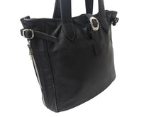 画像をギャラリービューアに読み込む, CHROME HEARTS クロムハーツ ガンスリンガー ビジネス トートバッグ レザー シルバー925 ブラック 美品 中古 4b003548