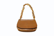 画像をギャラリービューアに読み込む, PRADA プラダ プラスチックチェーン ショルダーバッグ ワンショルダーバッグ イタリア製 レザー ブラウン シルバー金具 美品 中古 4b003549