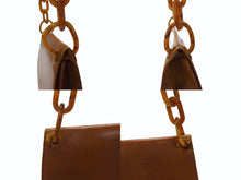 画像をギャラリービューアに読み込む, PRADA プラダ プラスチックチェーン ショルダーバッグ ワンショルダーバッグ イタリア製 レザー ブラウン シルバー金具 美品 中古 4b003549