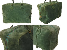 画像をギャラリービューアに読み込む, HERMES エルメス プリュム45 ボストンバッグ ハンドバッグ ドブリス ヴォーベロア スウェード グリーン 刻印不鮮明 GD金具 美品 中古 4b003550