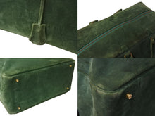画像をギャラリービューアに読み込む, HERMES エルメス プリュム45 ボストンバッグ ハンドバッグ ドブリス ヴォーベロア スウェード グリーン 刻印不鮮明 GD金具 美品 中古 4b003550