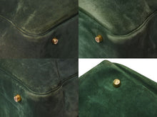 画像をギャラリービューアに読み込む, HERMES エルメス プリュム45 ボストンバッグ ハンドバッグ ドブリス ヴォーベロア スウェード グリーン 刻印不鮮明 GD金具 美品 中古 4b003550