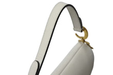 Load image into Gallery viewer, Christian Dior クリスチャンディオール サドル ミニ ハンドバッグ M0447CBAA ホワイト レザー ゴールド金具 ロゴ 美品 中古 4b003551