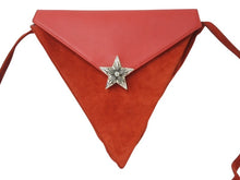 Load image into Gallery viewer, 極美品 CHROME HEARTS クロムハーツ 5PT ラージスター ショルダーバッグ レッド ベロア レザー シルバー925 中古 4b003554