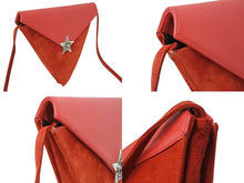 Load image into Gallery viewer, 極美品 CHROME HEARTS クロムハーツ 5PT ラージスター ショルダーバッグ レッド ベロア レザー シルバー925 中古 4b003554