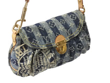 画像をギャラリービューアに読み込む, LOUIS VUITTON ルイヴィトン ミニプリーティ レイエ ショルダーバッグ M95333 モノグラムデニム ブルー 美品 中古 4b003566