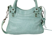 画像をギャラリービューアに読み込む, BALENCIAGA バレンシアガ サック クラシック ミニ 2WAY ミニバッグ ターコイズブルー アンティークゴールド金具 美品 中古 4b003568