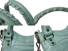 画像をギャラリービューアに読み込む, BALENCIAGA バレンシアガ サック クラシック ミニ 2WAY ミニバッグ ターコイズブルー アンティークゴールド金具 美品 中古 4b003568