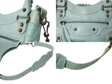 画像をギャラリービューアに読み込む, BALENCIAGA バレンシアガ サック クラシック ミニ 2WAY ミニバッグ ターコイズブルー アンティークゴールド金具 美品 中古 4b003568