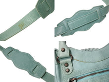 画像をギャラリービューアに読み込む, BALENCIAGA バレンシアガ サック クラシック ミニ 2WAY ミニバッグ ターコイズブルー アンティークゴールド金具 美品 中古 4b003568