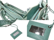 画像をギャラリービューアに読み込む, BALENCIAGA バレンシアガ サック クラシック ミニ 2WAY ミニバッグ ターコイズブルー アンティークゴールド金具 美品 中古 4b003568