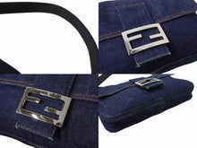 画像をギャラリービューアに読み込む, 新品未使用 FENDI フェンディ マンマバケット ワンショルダーバッグ 26424 デニム レザー インディゴブルー シルバー金具 中古 4b003569