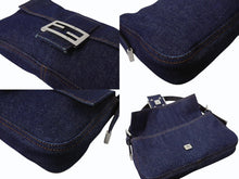 画像をギャラリービューアに読み込む, 新品未使用 FENDI フェンディ マンマバケット ワンショルダーバッグ 26424 デニム レザー インディゴブルー シルバー金具 中古 4b003569