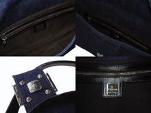 画像をギャラリービューアに読み込む, 新品未使用 FENDI フェンディ マンマバケット ワンショルダーバッグ 26424 デニム レザー インディゴブルー シルバー金具 中古 4b003569